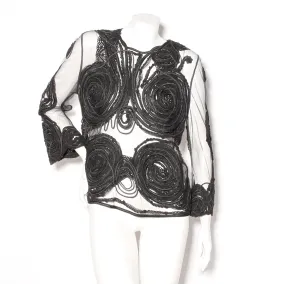 Black Mesh Soutache Top