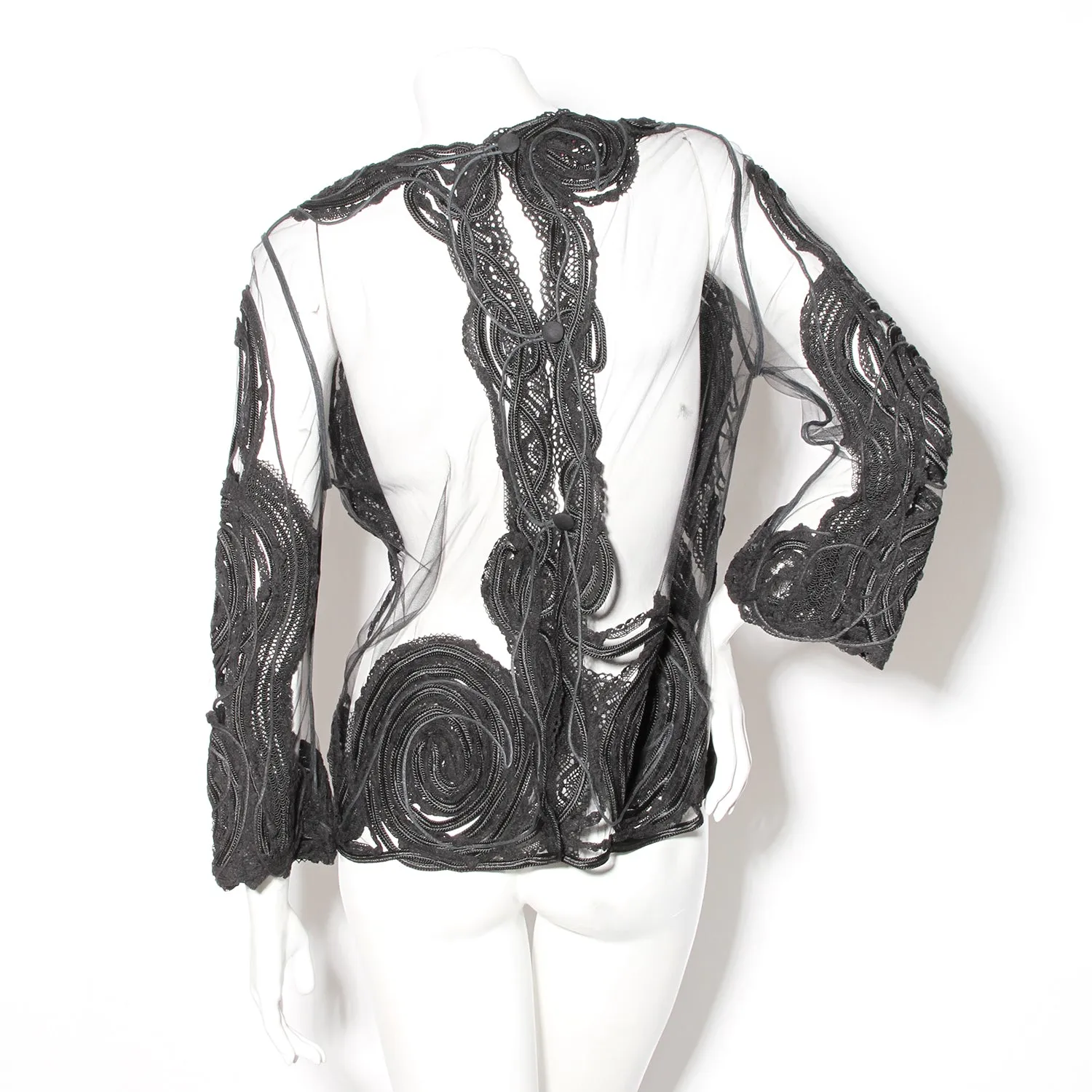 Black Mesh Soutache Top