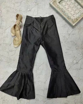 Black Pleated Silk Pants