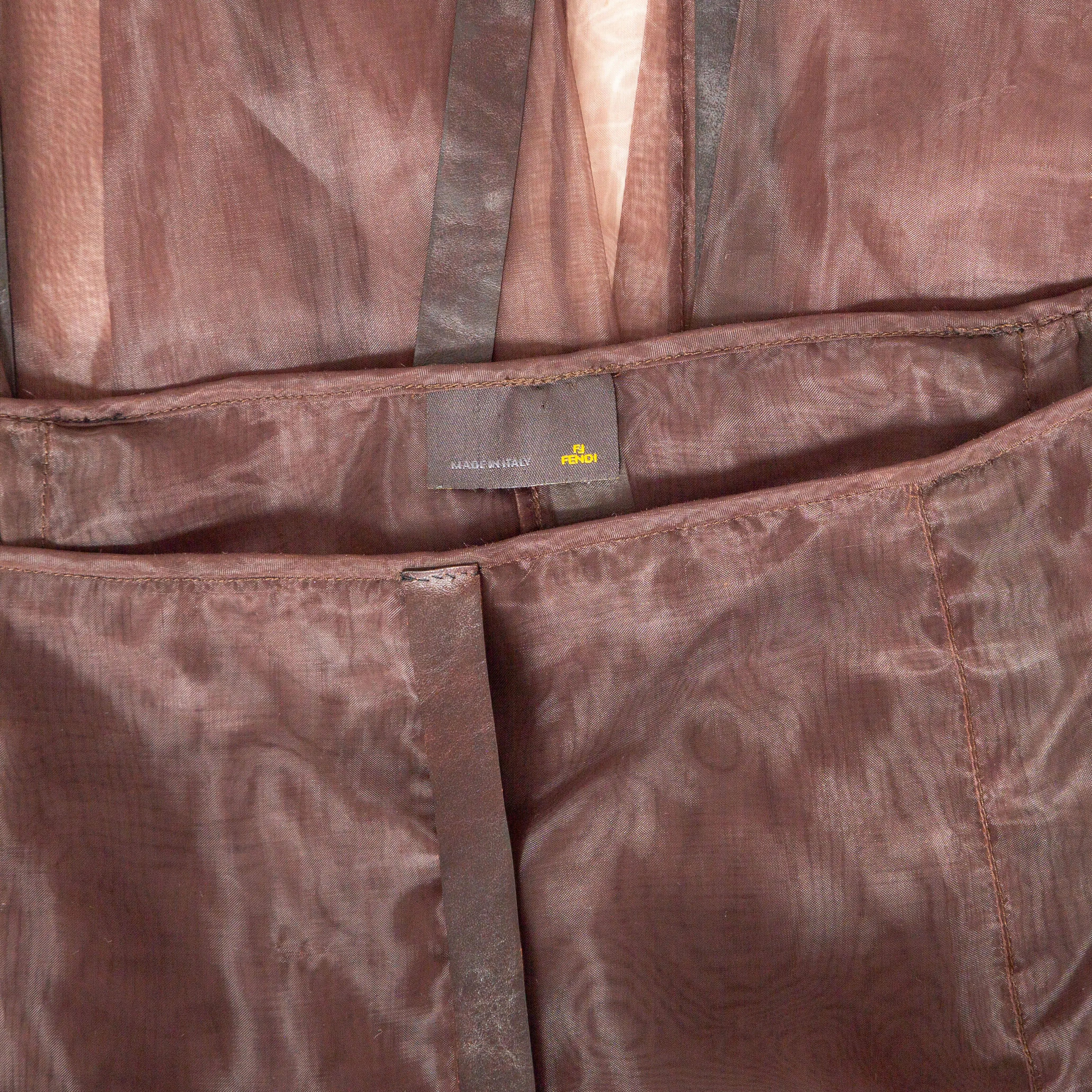 Brown Sheer Pleated Ribbon Skirt