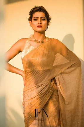 Butterscotch Blend Sequin Saree