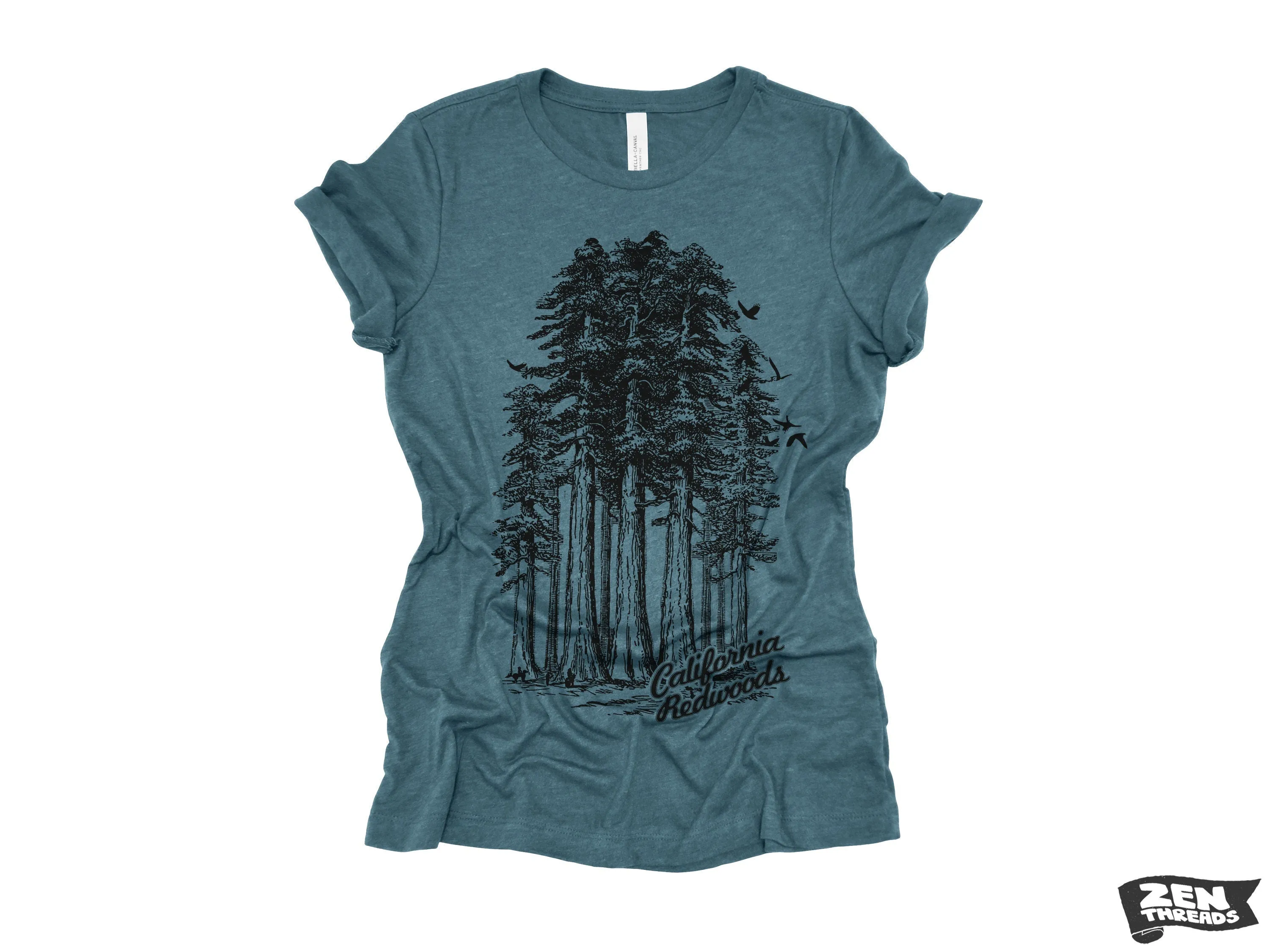 California Redwoods Women's Boyfriend Tee - Zen Threads Bella Canvas Relaxed T-Shirt (Humbolt)