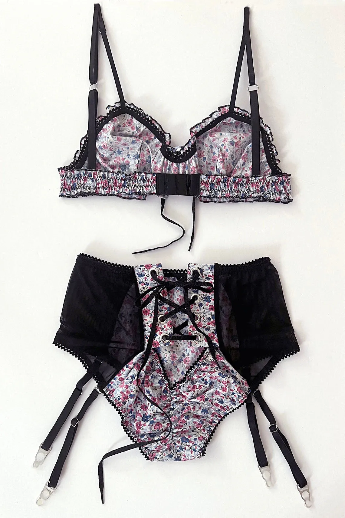 Cardamine Lace Up Bralette   Garter Short Mystery Set