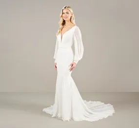 Carefree Mermaid Chiffon Wedding Gown In Ivory