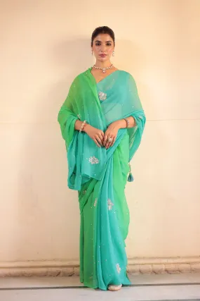 Chiffon Saree Embellished with Aari and Gota Patti work