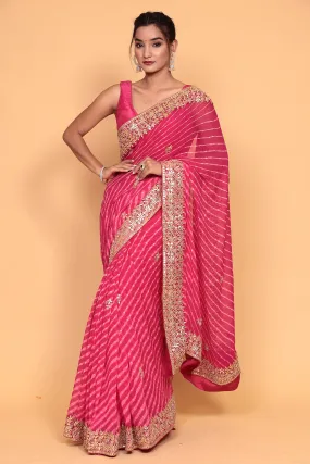 Chiffon Saree with Gota Patti, Mothra work.