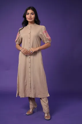 Cotton Kurta Set Stitched with Embroidered work