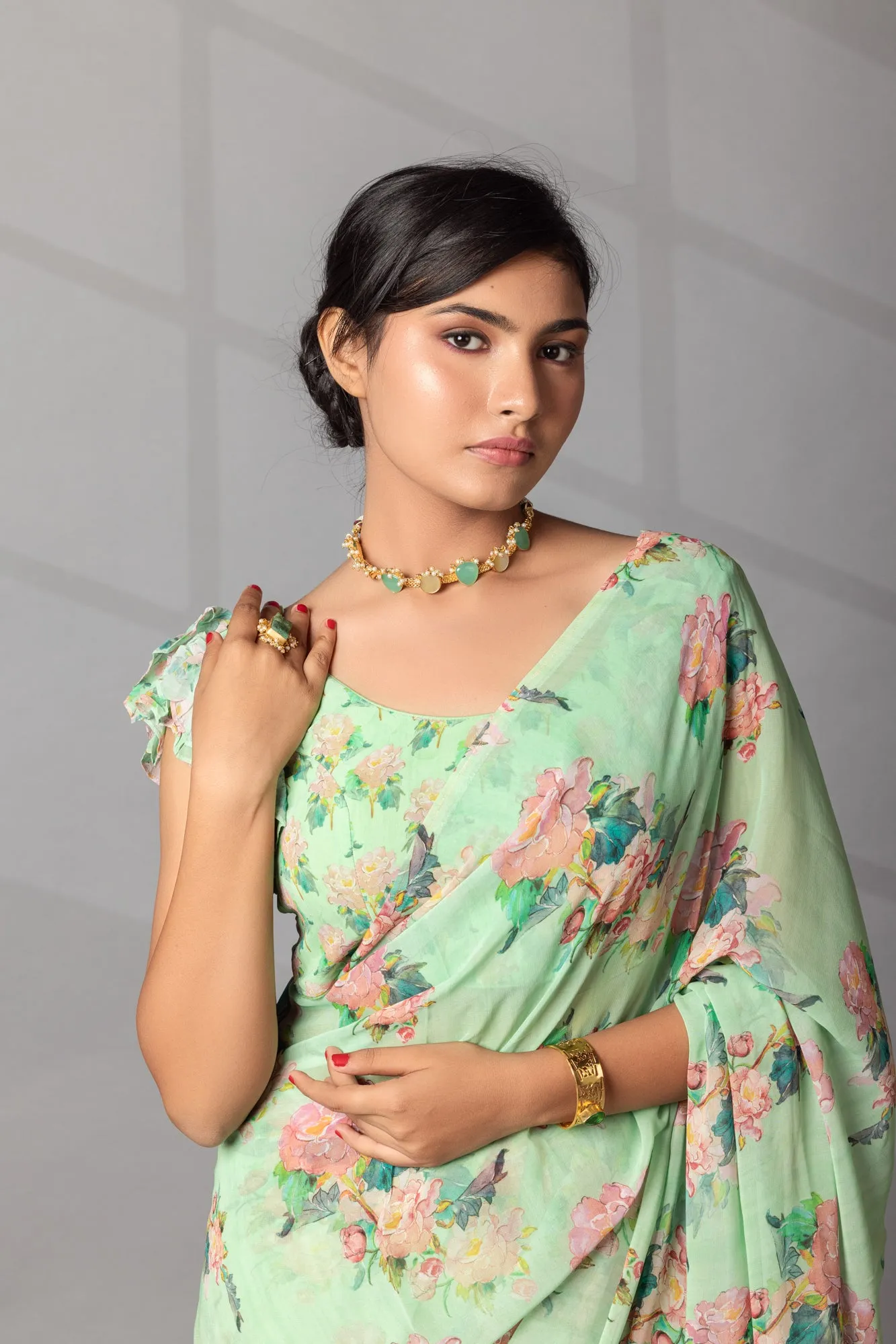 Digital Floral Print Georgette Saree