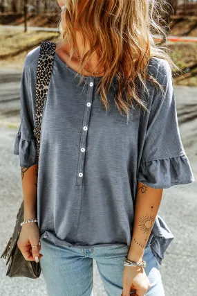 Dreaming of Denim Flounce Sleeve Tee