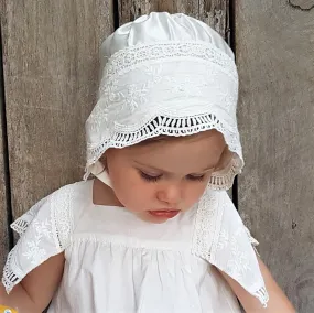 Embroidered Lace Bonnet - Ivory