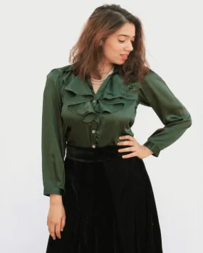 Emerald Satin Blouse