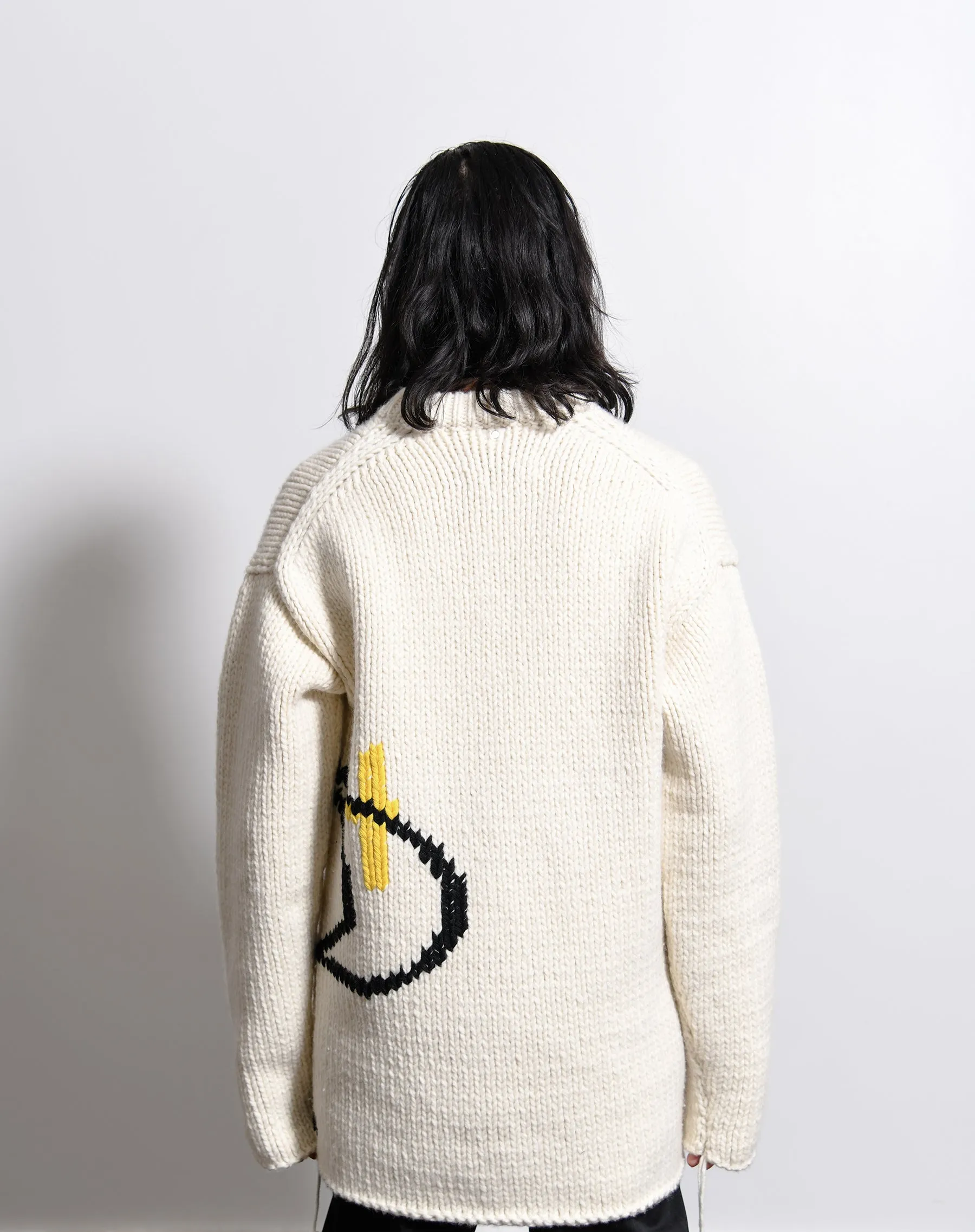 Emperor Knit Sweater Open White