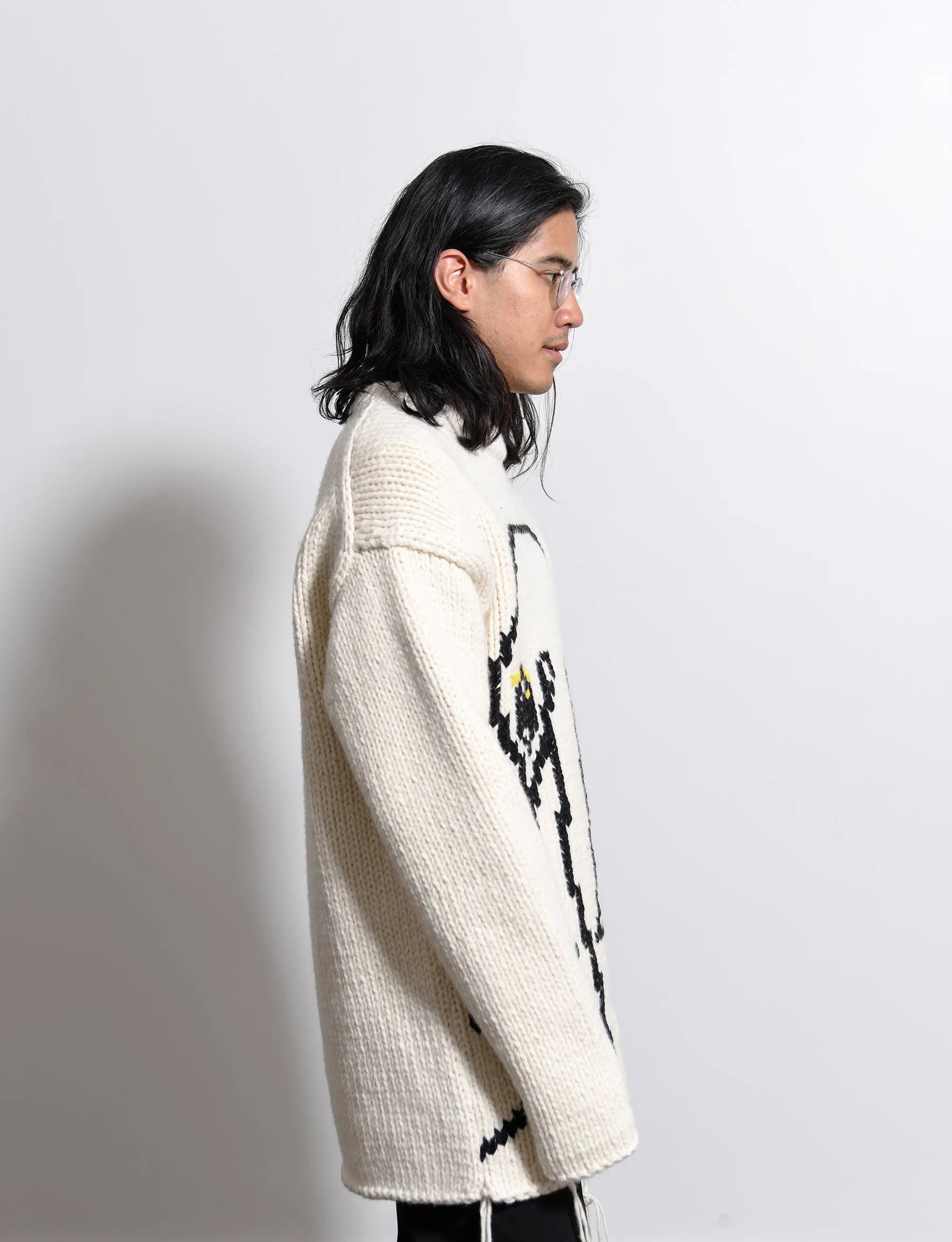 Emperor Knit Sweater Open White