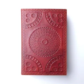 Fair Trade Leather Notebook embossed Mandala & Tree of Life design Handmade Indian Diary Sketchbook Journal