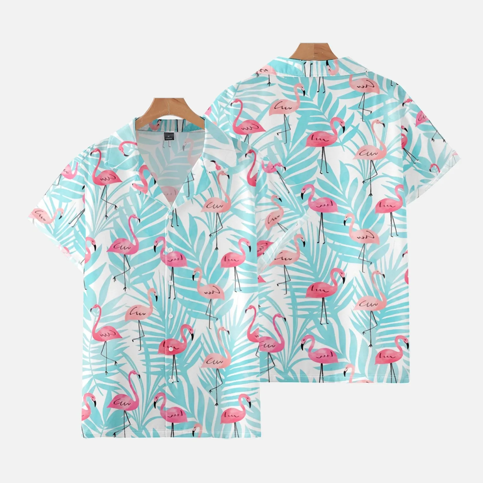 FLAMINGO PRINTED ALOHA SHIRT