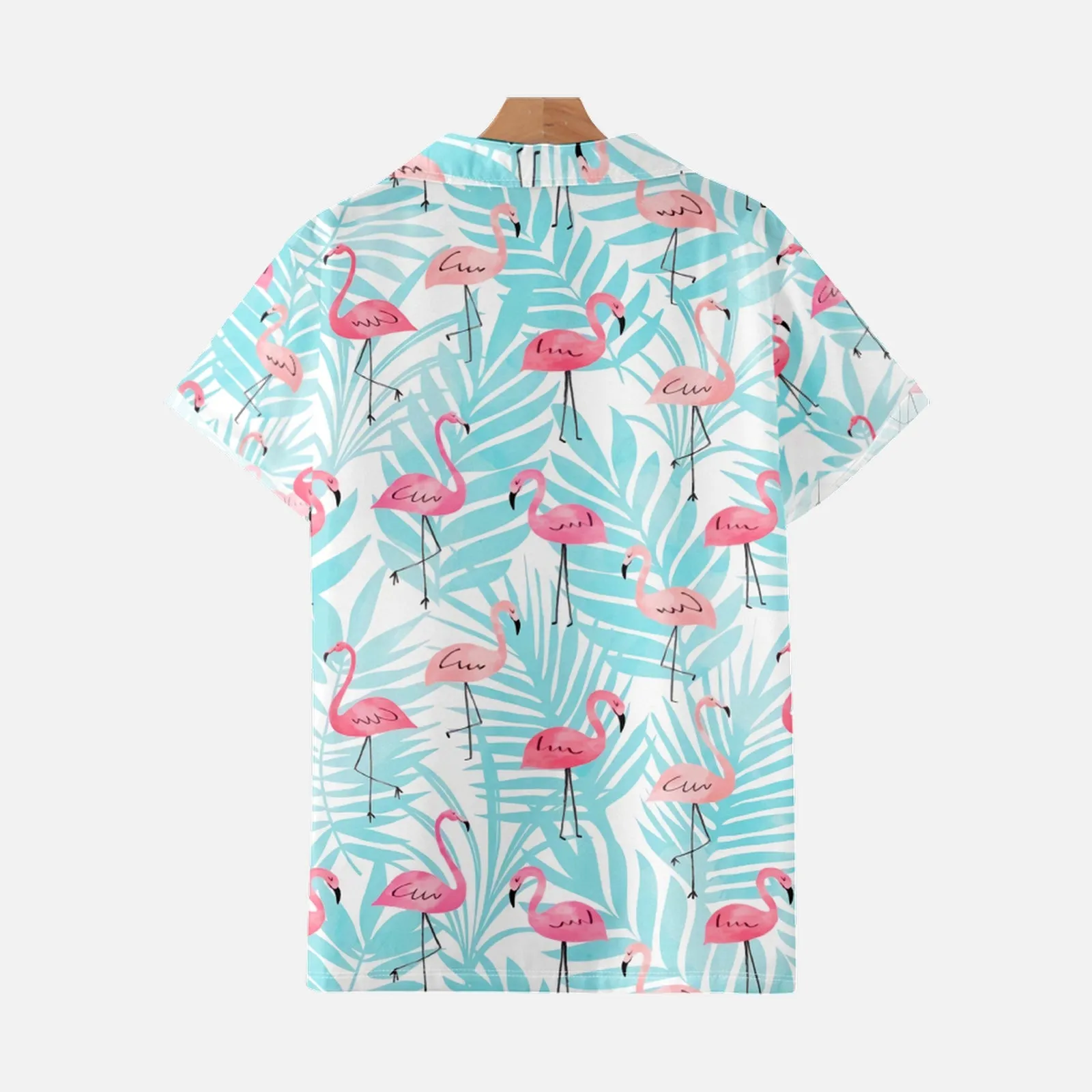 FLAMINGO PRINTED ALOHA SHIRT