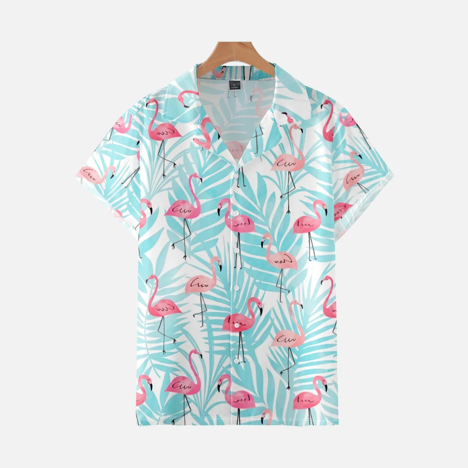 FLAMINGO PRINTED ALOHA SHIRT