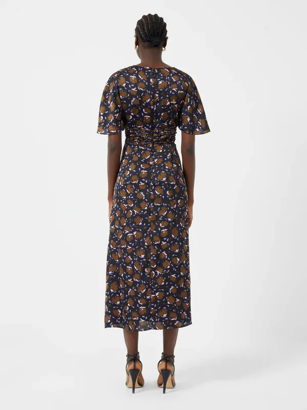 French Connection Ingrid Drape Midi Dress-Black Multi-71TOC