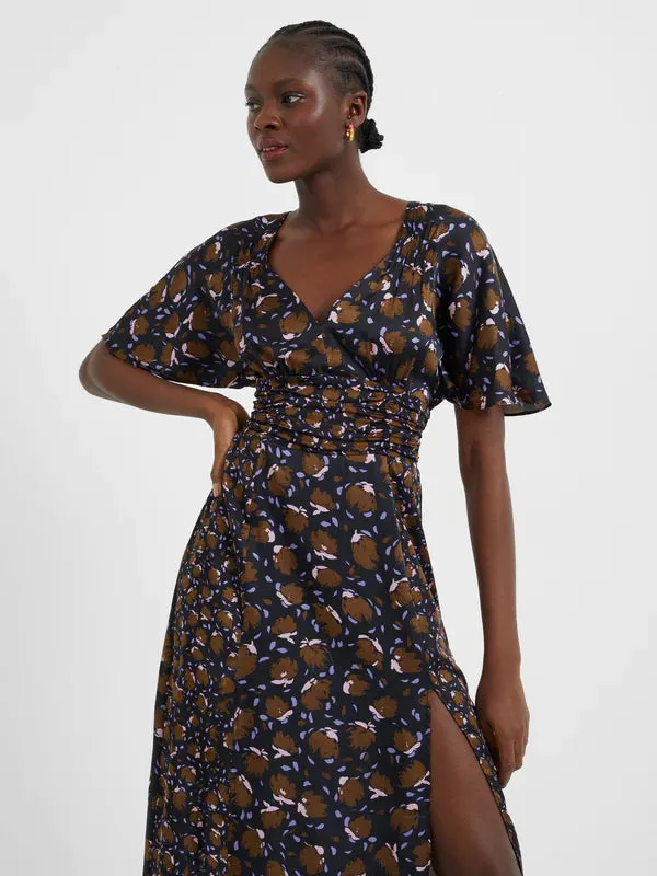 French Connection Ingrid Drape Midi Dress-Black Multi-71TOC