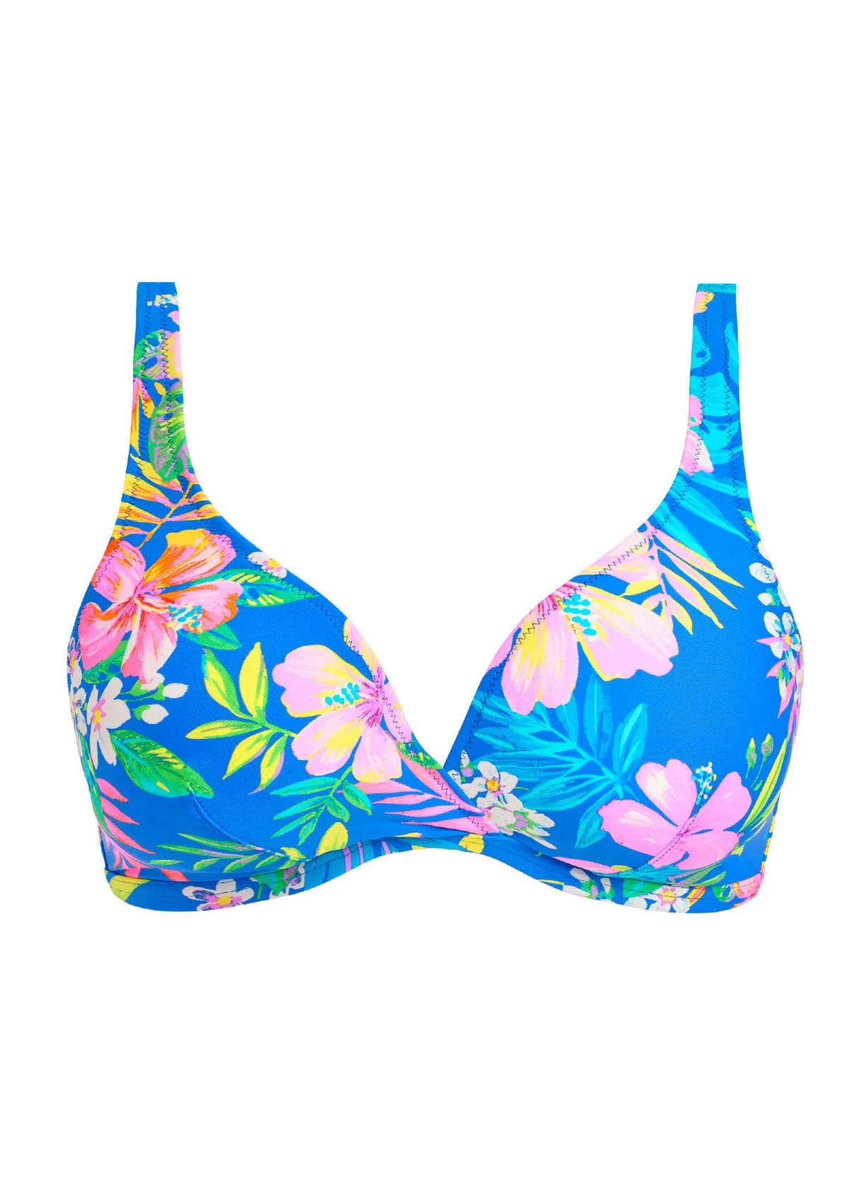 Freya Soft Triangle Bikini Top-Hot Tropics - Blue