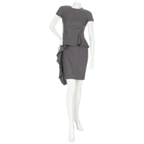 Gray Lightweight Wool Avant Garde Peplum Dress