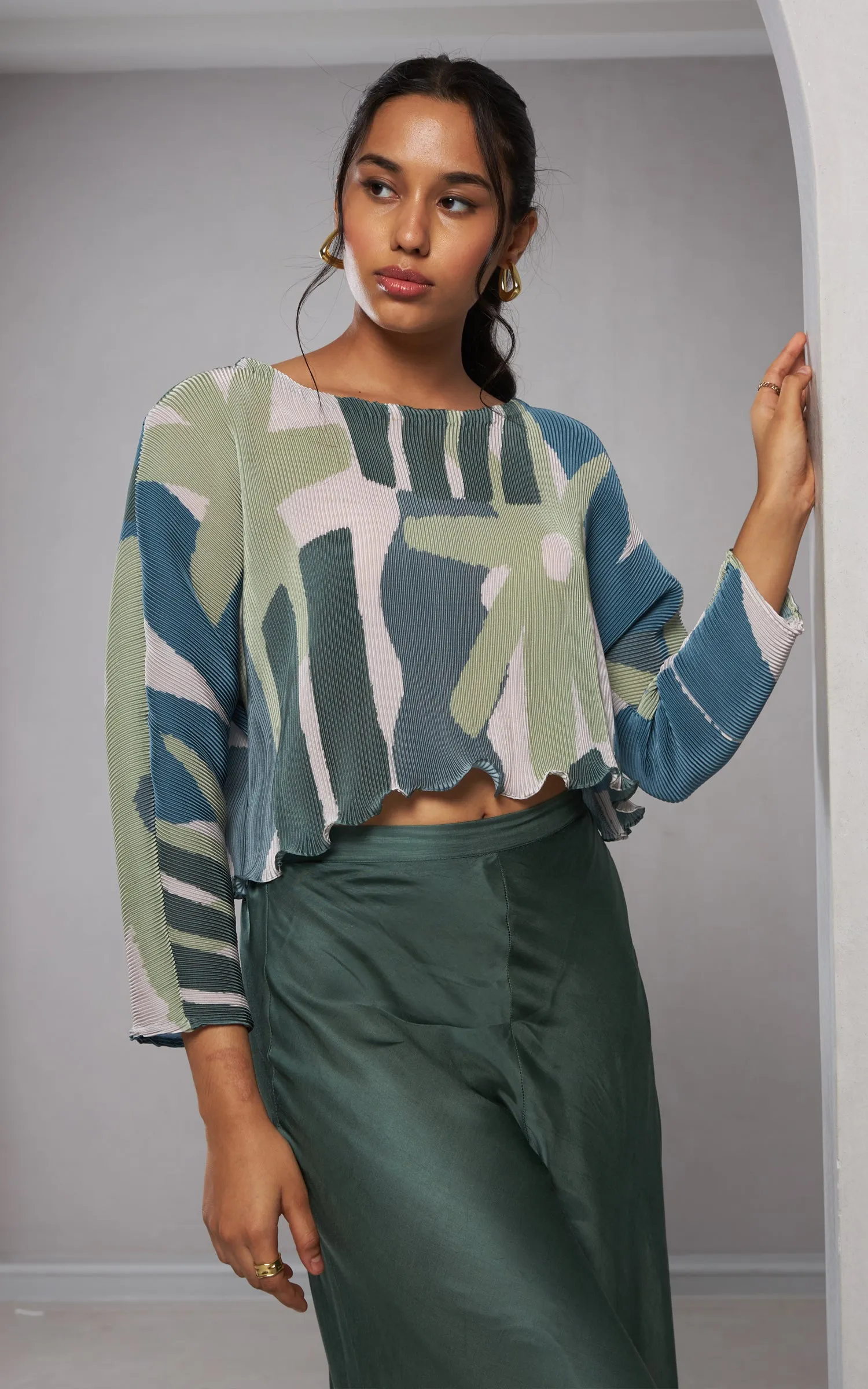 Green Abstract Printed Top