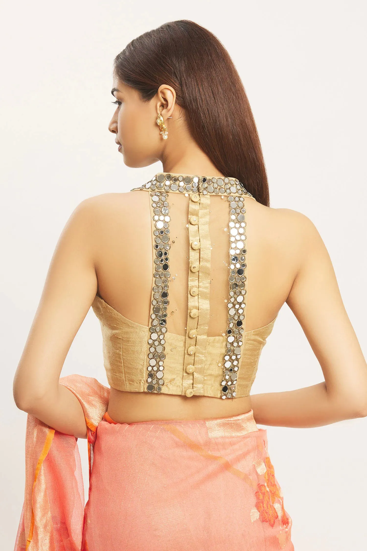 Halter-Neck Silk Saree Blouse