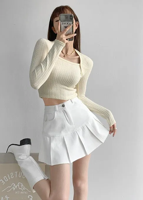 Honey And Spice fishtail pleated mini skirt