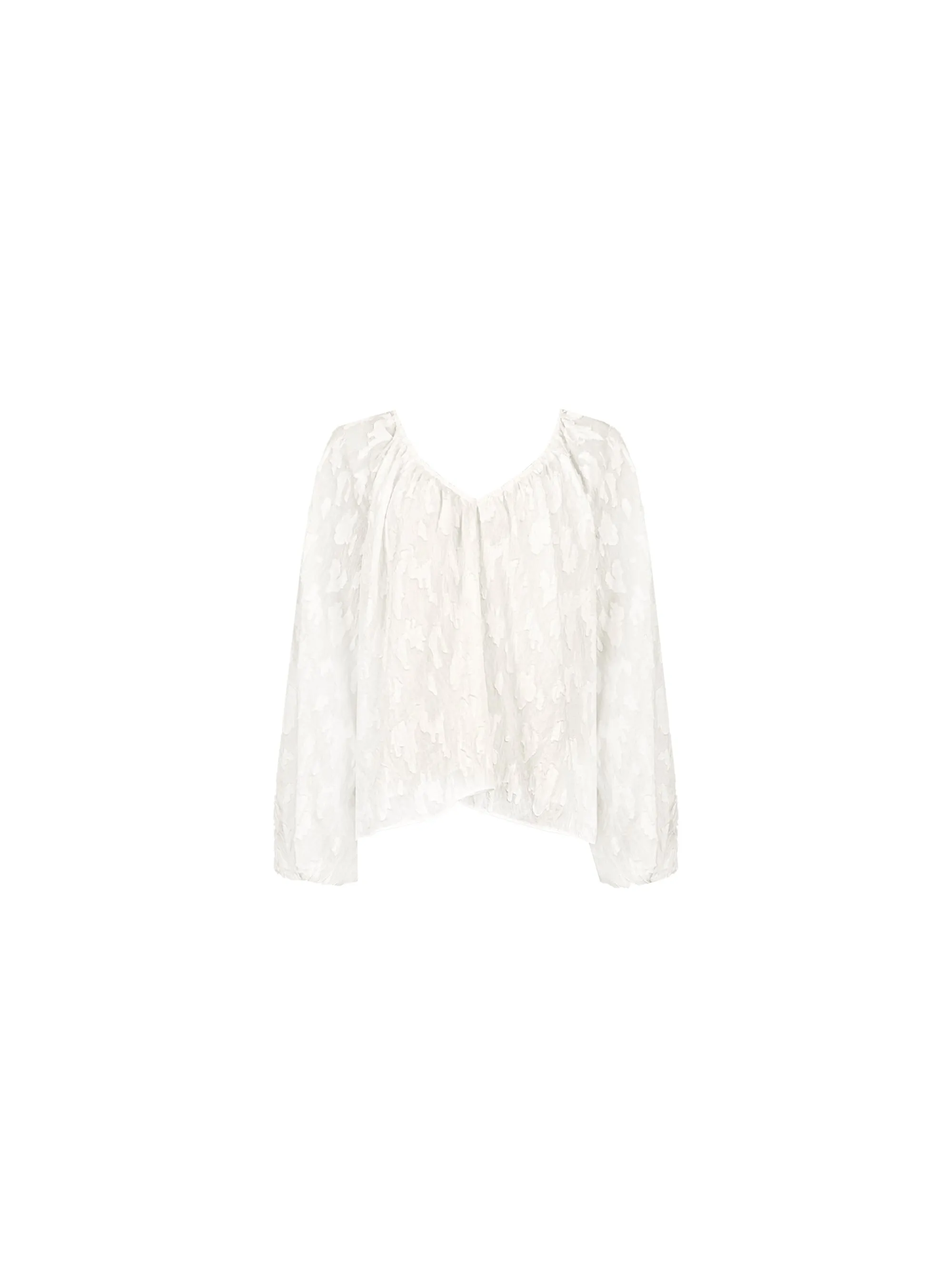 Ivory Leopard Jacquard Blouson Sleeve Blouse