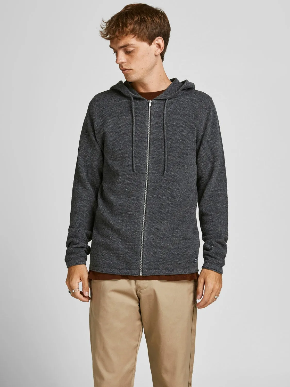 Jack & Jones Mens 'JJEHILL' Knit Zip Hooded Cardigan