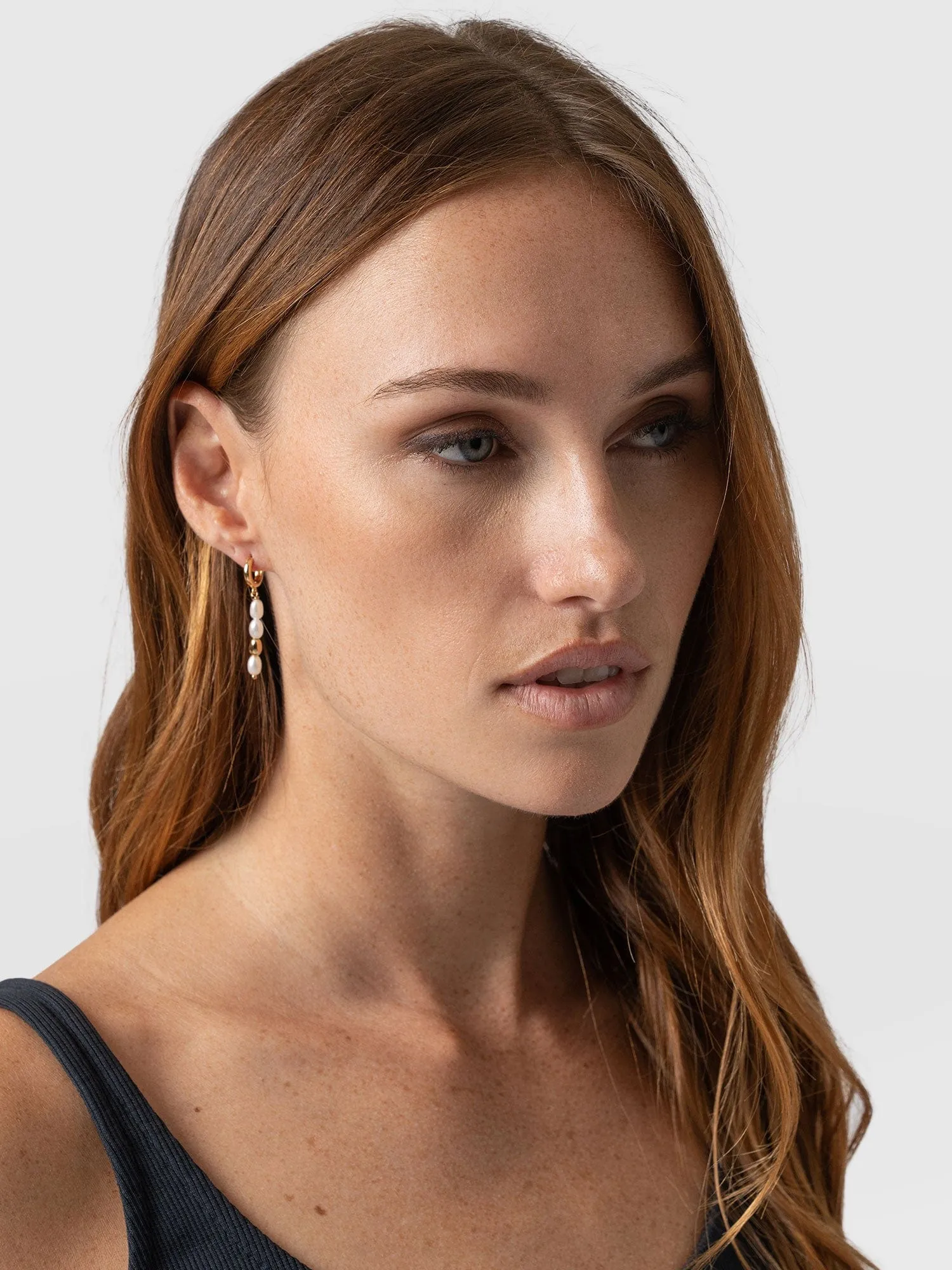 Jacqueline Pearl Drop Earrings - Gold