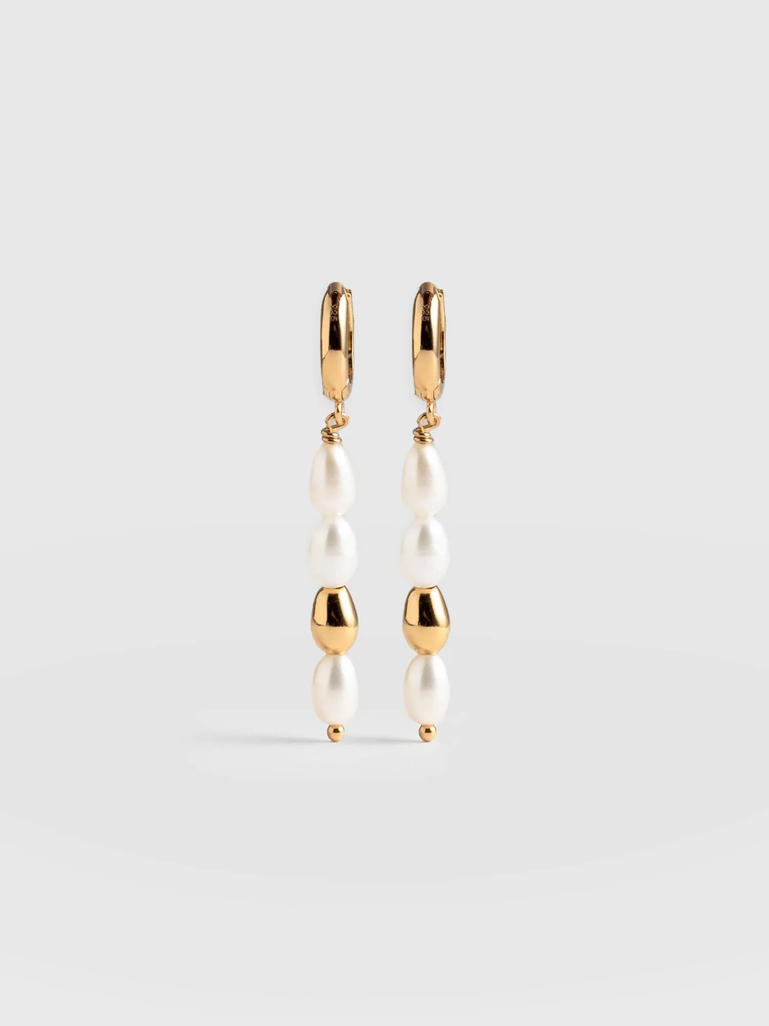 Jacqueline Pearl Drop Earrings - Gold