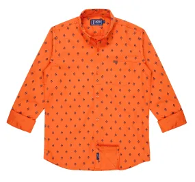 JDC Boy's Orange Printed Shirt