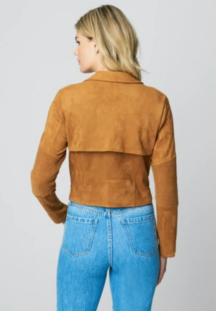 Large Tan Blank NYC Toasted Caramel Faux Suede Moto Jacket