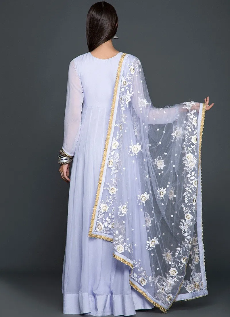 Lavendar Embroidered Dupatta Anarkali