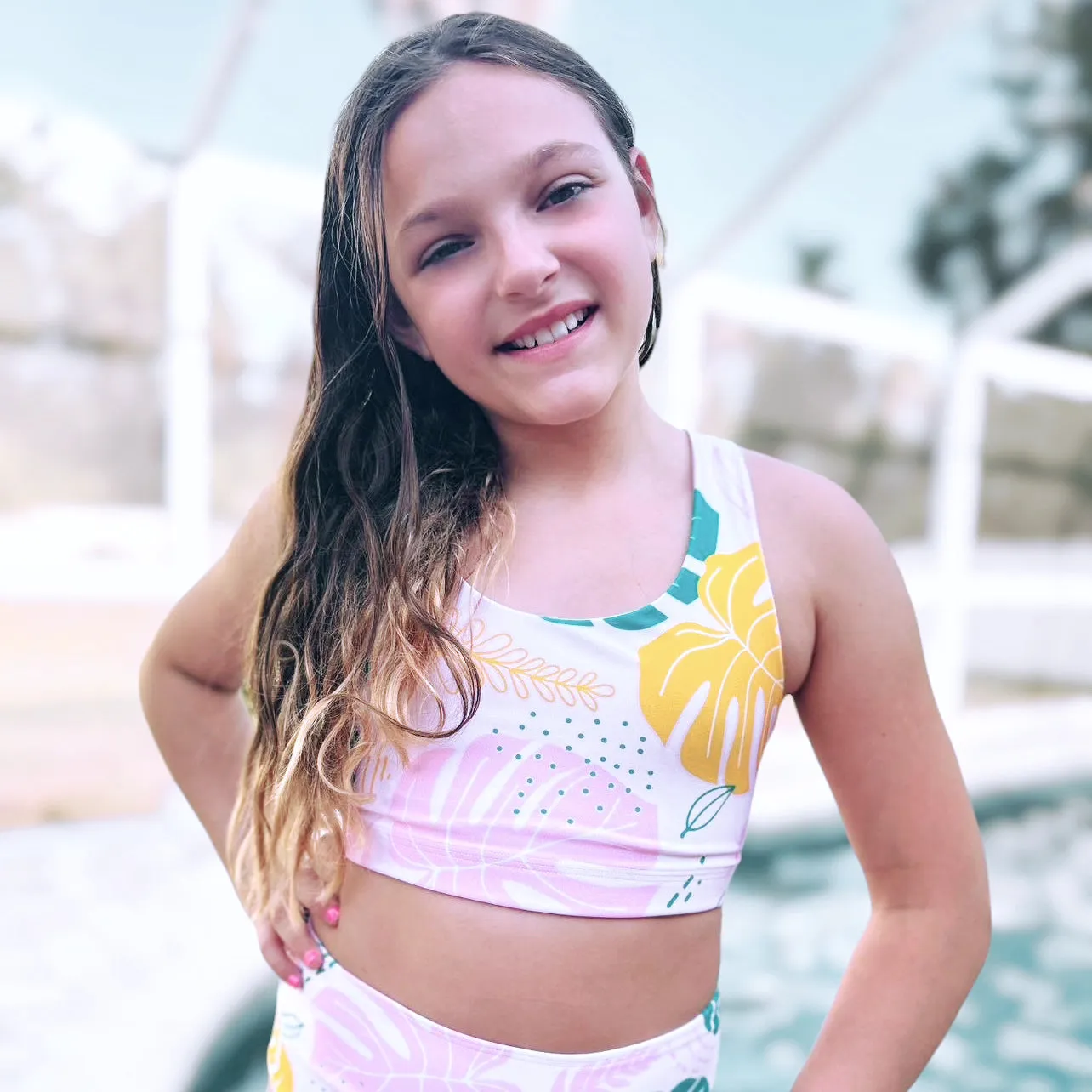 Leafy Delight Girls Two Piece Swimwear