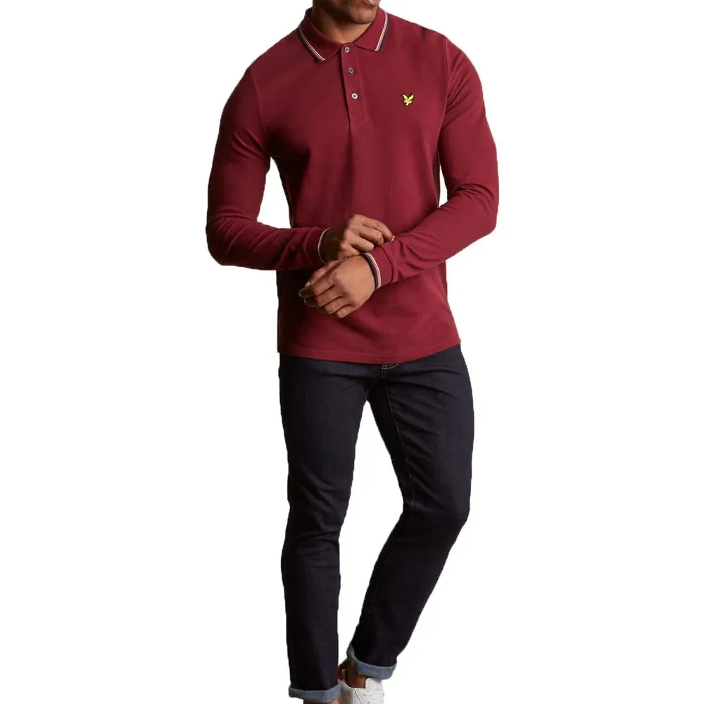 Lyle & Scott Long Sleeve Tipped Polo Shirt - Burgundy Claret Jug