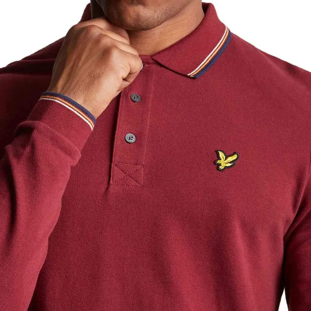 Lyle & Scott Long Sleeve Tipped Polo Shirt - Burgundy Claret Jug