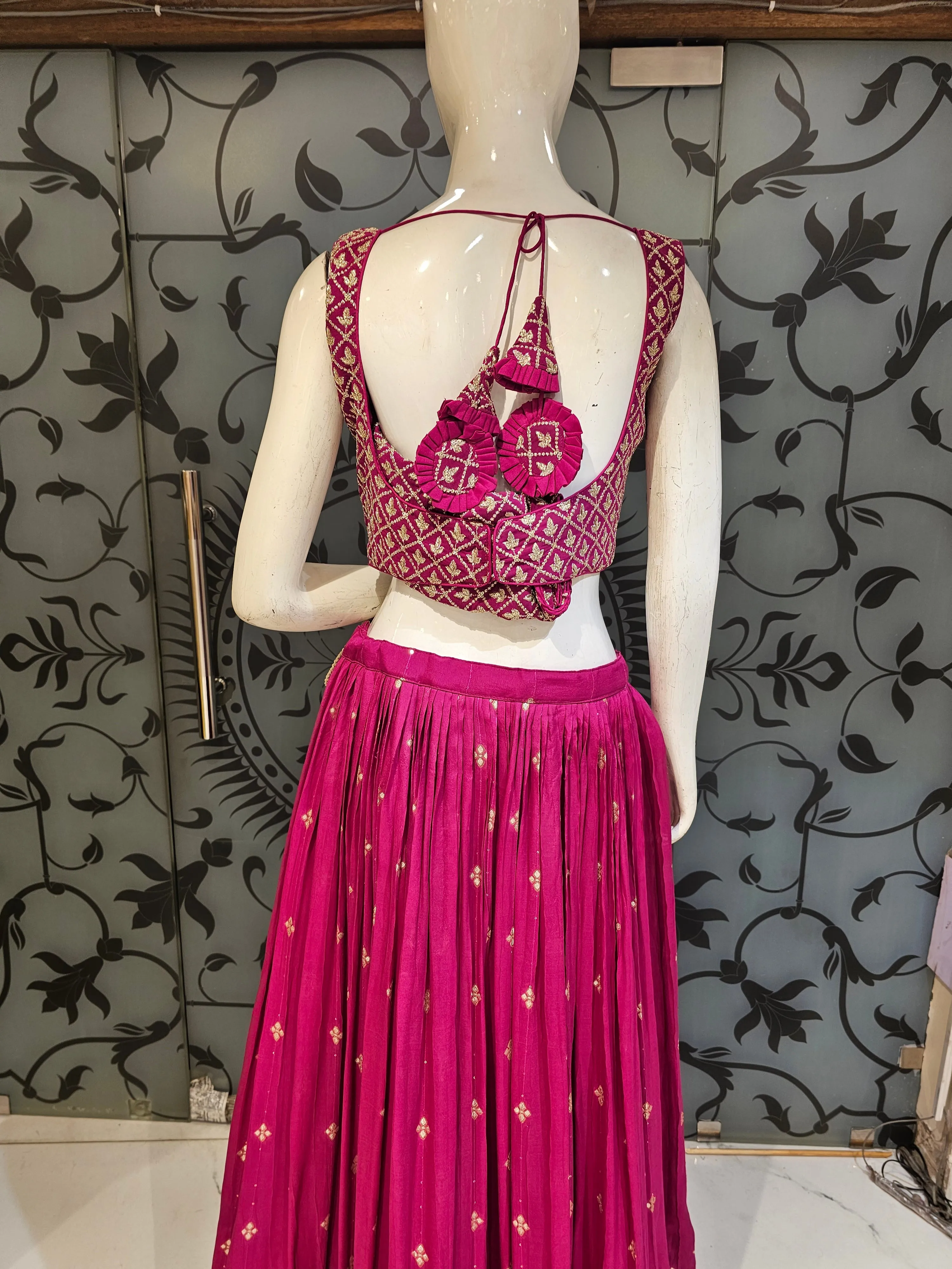 Magenta Lehenga Choli with Potli