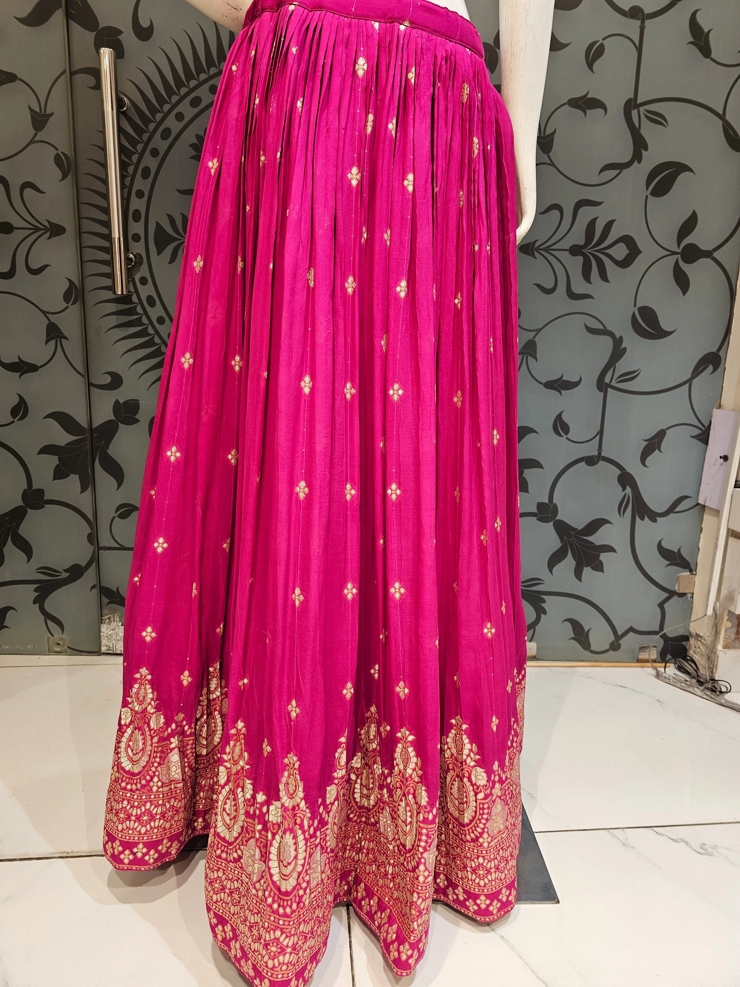 Magenta Lehenga Choli with Potli