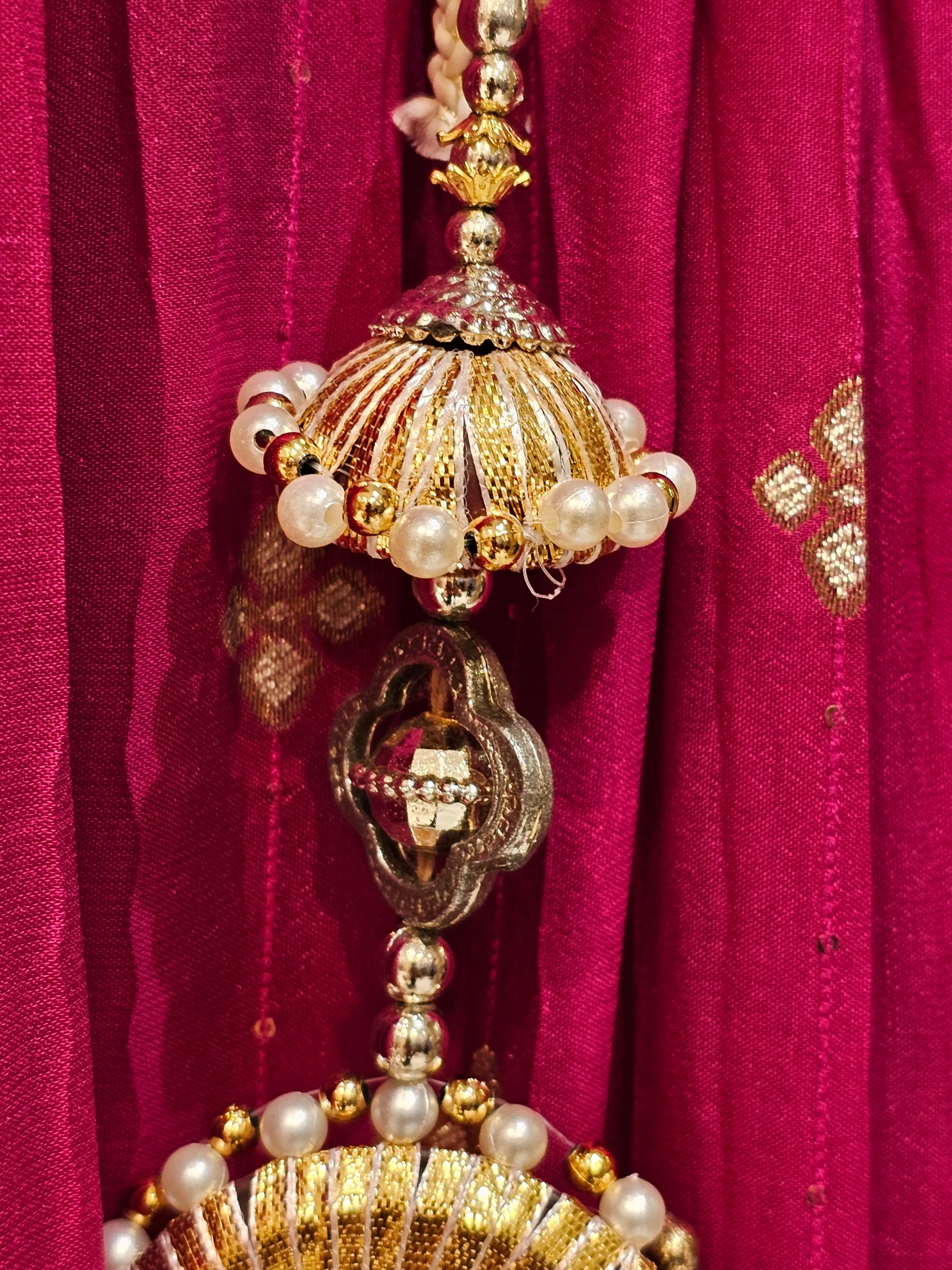 Magenta Lehenga Choli with Potli