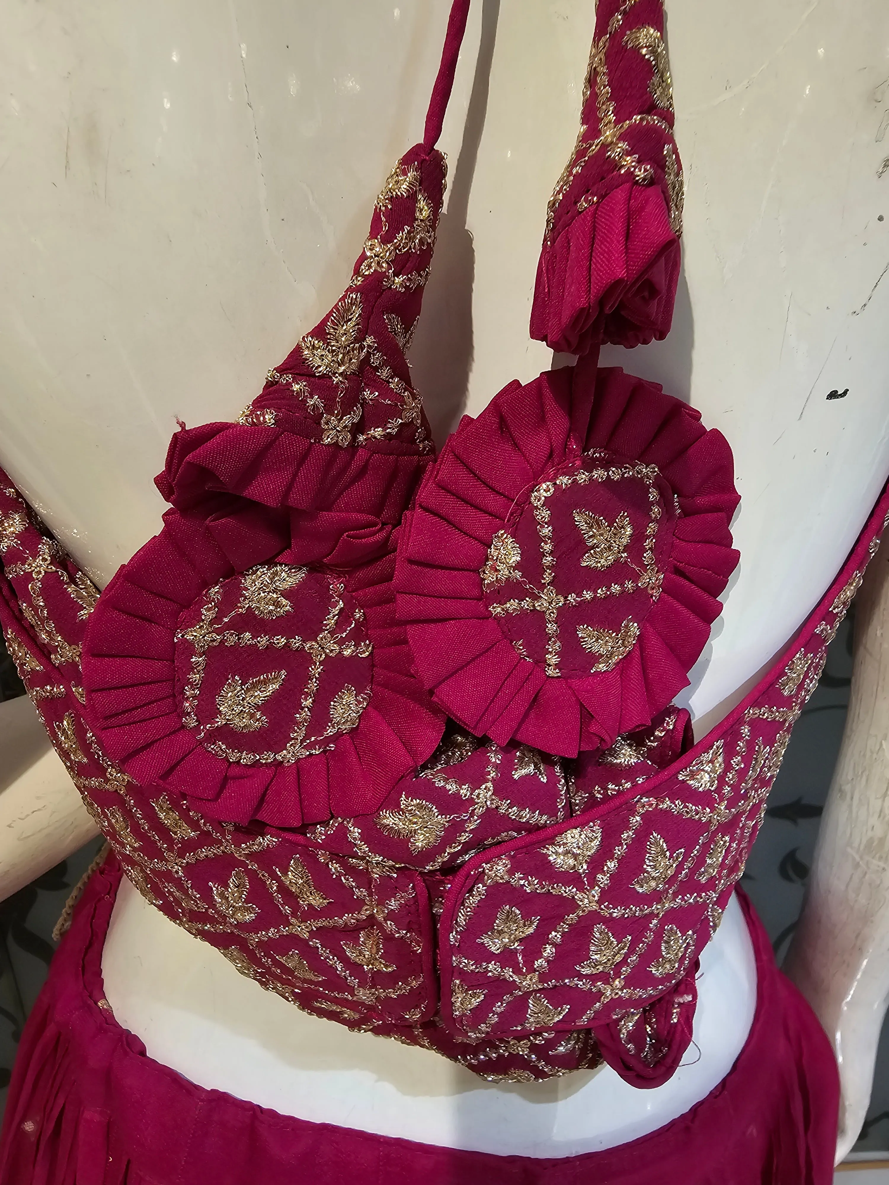 Magenta Lehenga Choli with Potli