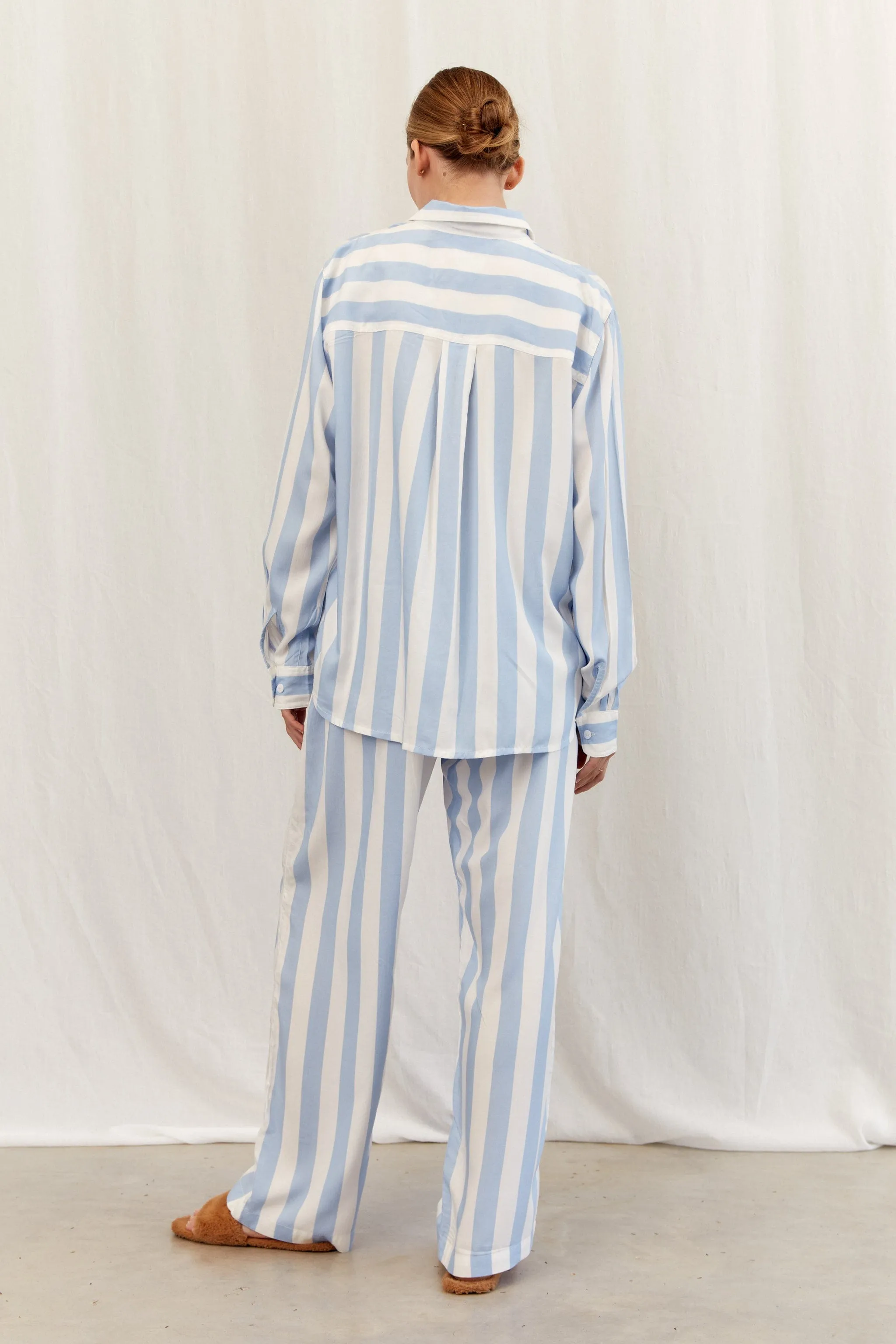 Marlon Long Sleep Set - Stripe - Blue