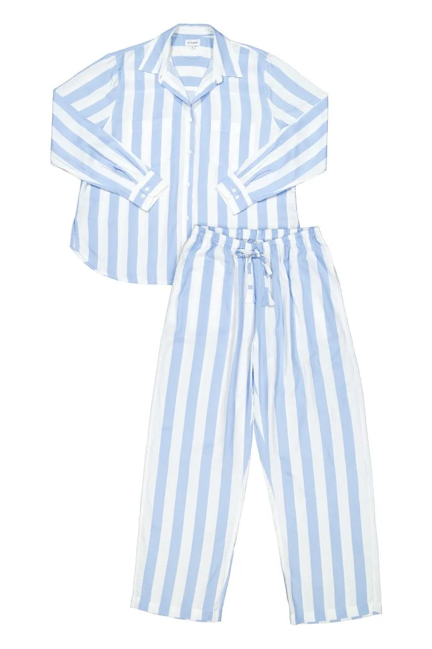 Marlon Long Sleep Set - Stripe - Blue