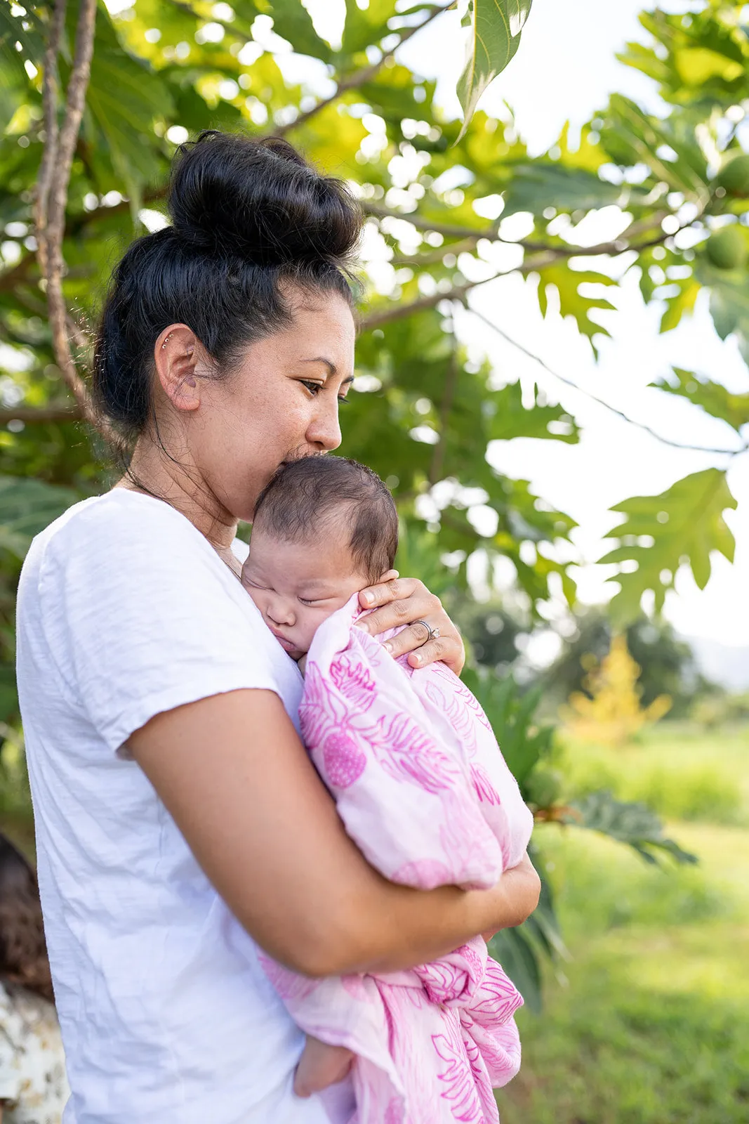 Maui Pink Ulu o Lele Muslin Kapa Moe (Swaddle Blanket)