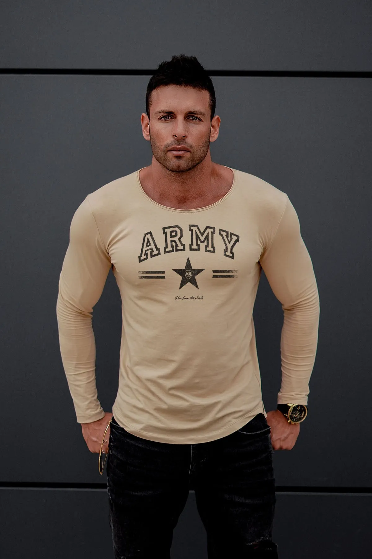 Mens Long Sleeve T-shirt "ARMY" MD944