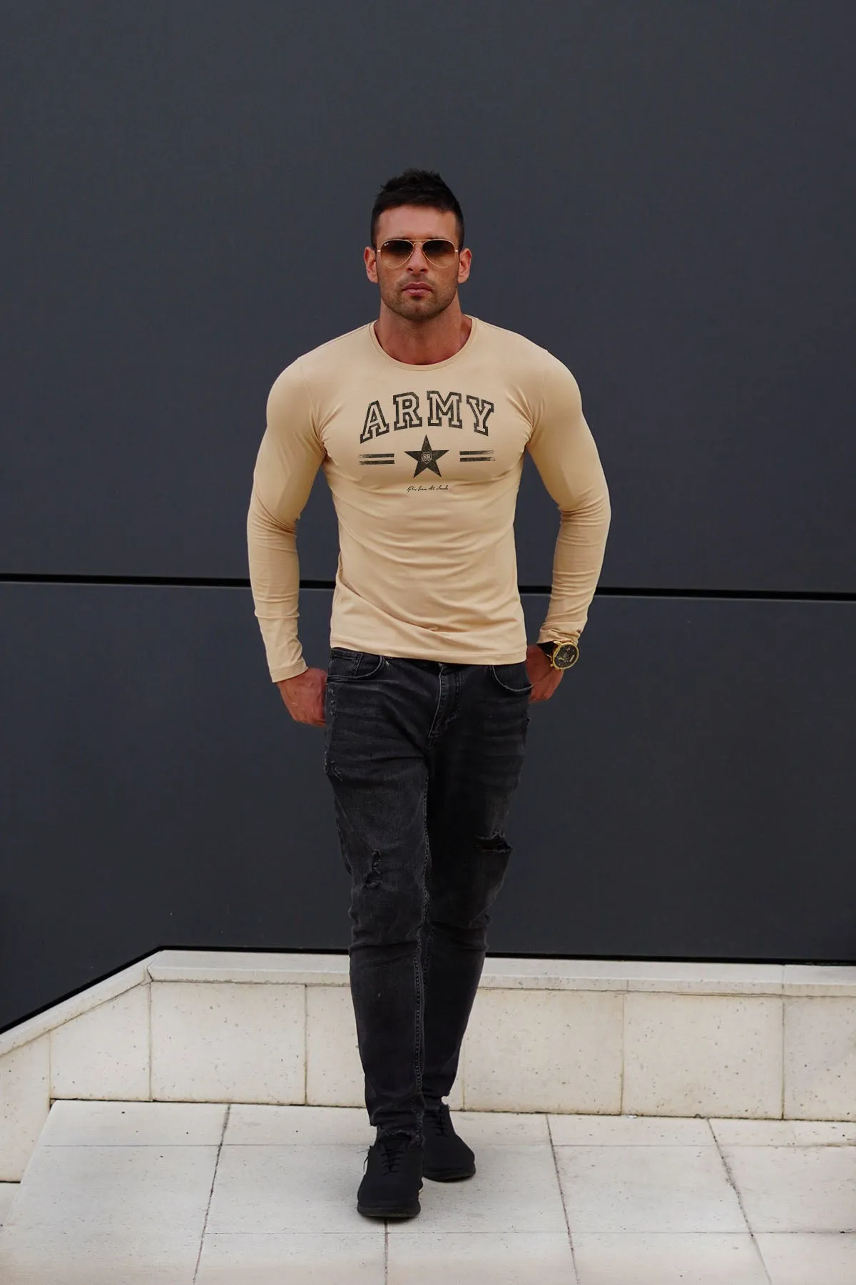 Mens Long Sleeve T-shirt "ARMY" MD944