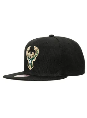 Mitchell & Ness Icon Core Basic Black Milwaukee Bucks Snapback Cap