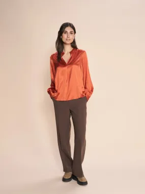 Mos Mosh Enfa Satin Blouse-Burnt Ochre-155980