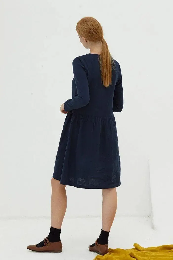 Organic Muslin Dress Navy Dalma